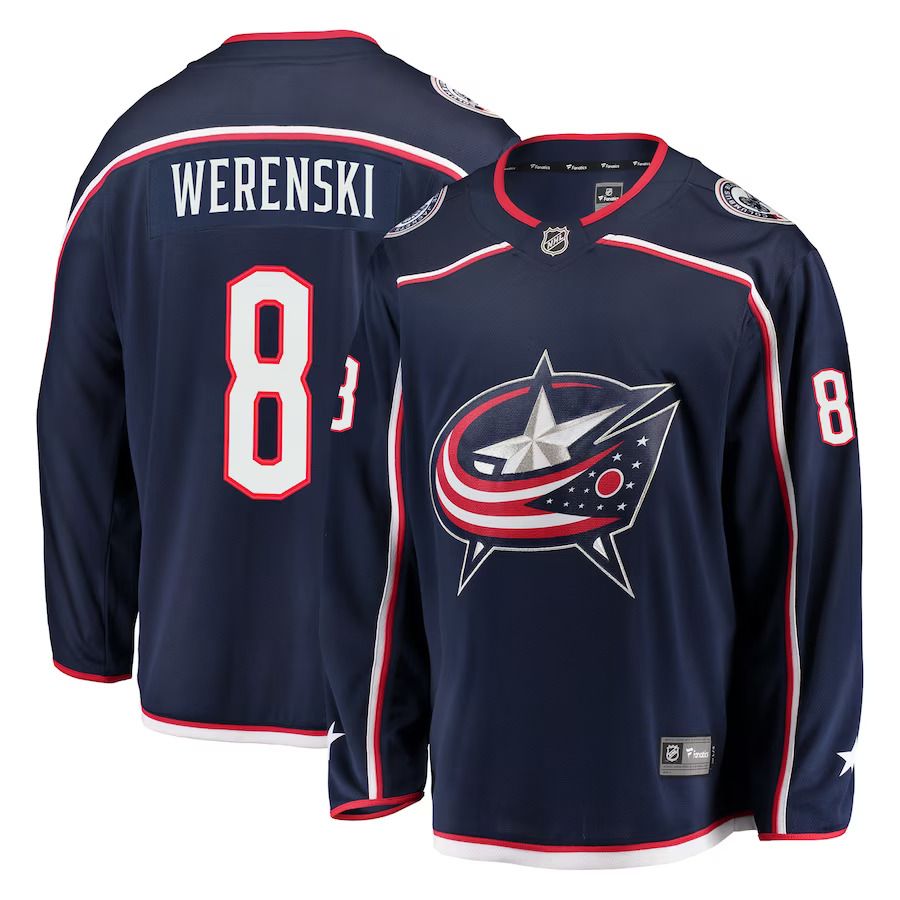 Men Columbus Blue Jackets #8 Zach Werenski Fanatics Branded Navy Breakaway NHL Jersey->columbus blue jackets->NHL Jersey